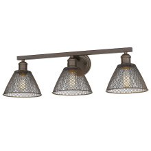Golden 0304-BA3 RBZ - Yep by Golden Lighting Carver 3-light Vanity in Rubbed Bronze and Rubbed Bronze shade